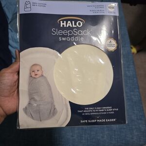 Halo Sleepsack Swaddle - Cream and Light Blue